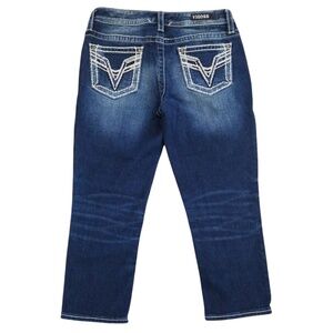 Vigoss Heritage Fit Embroidered‎ Denim Capris Size 6